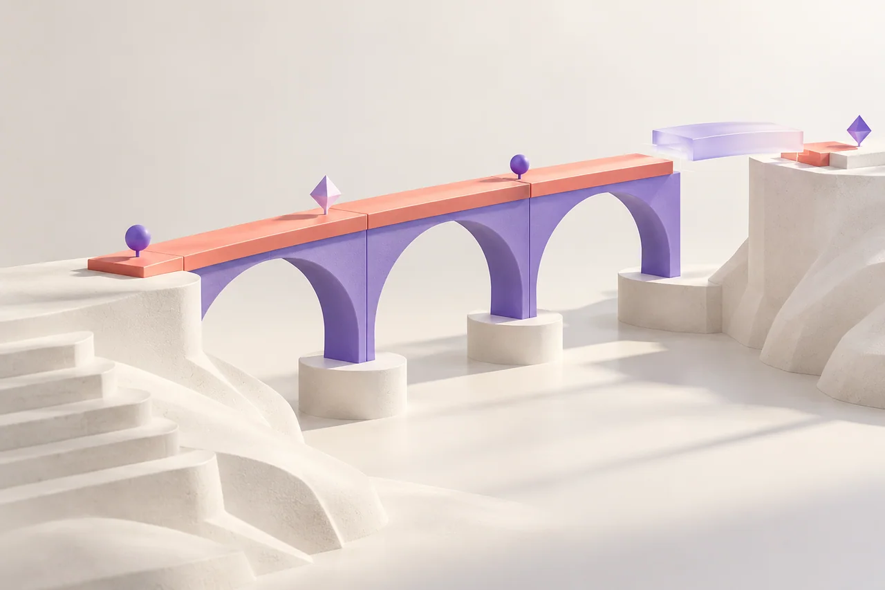 Een modulaire brug waarvan de laatste verbinding wordt gelegd.