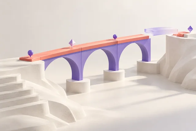 Een modulaire brug waarvan de laatste verbinding wordt gelegd.