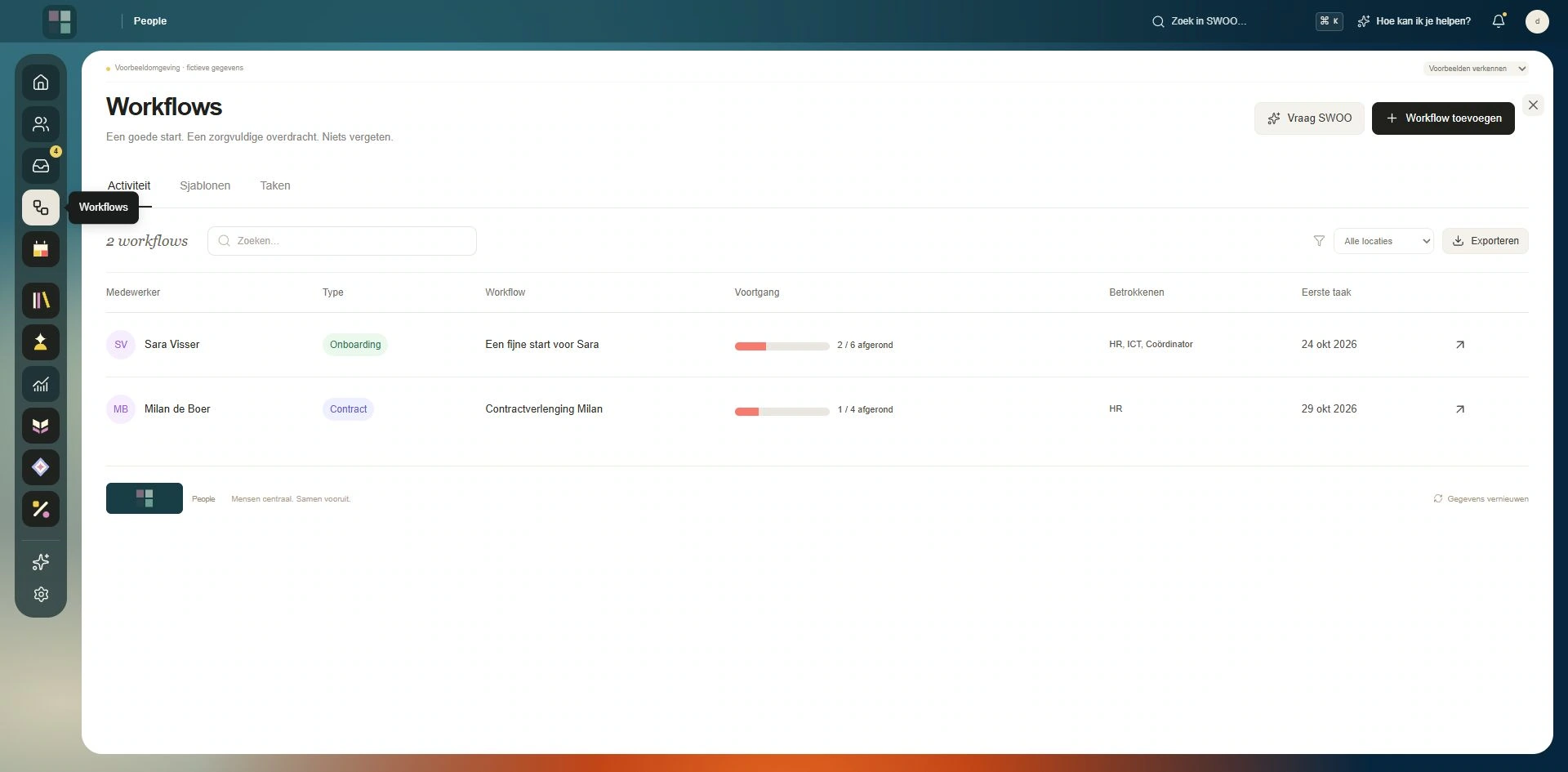 A thoughtful start for every colleague — The existing workflow module for onboarding, contracts and task allocation.